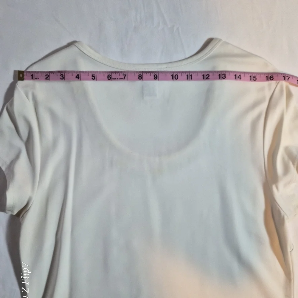 Talbots Petites White Beaded Neckline Short Sleeve Top Size LP - Picture 6 of 9